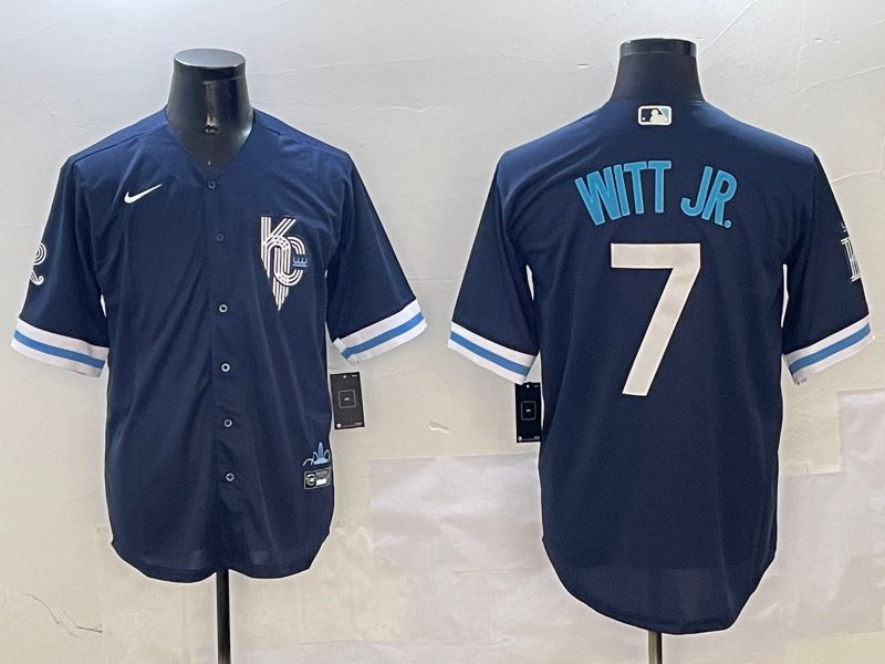 Men Kansas City Royals #7 Witt jr Blue City Edition 2025 Nike MLB Jersey style 2->kansas city royals->MLB Jersey